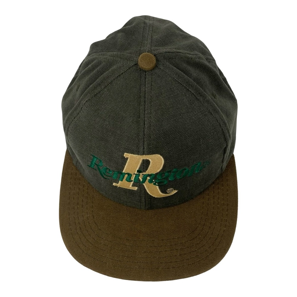 Remington Firearms Canvas Snapback Hat Mens Green Brown Embroidered Logo Cap - Picture 7 of 10